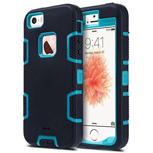 ULAK iPhone 5S Case, iPhone 5 Case,iPhone SE Case, Knox Armor Heavy Duty Shockproof Sport Rugged Drop Resistant Dustproof Protective Cover for Apple iPhone 5/5S/SE, Blue+Black(Not fit iPhone SE 2020)