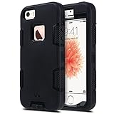 ULAK iPhone 5S Case, iPhone 5 Case, iPhone SE Case (2016 released), Heavy Duty Shockproof Sport Rugged Drop Resistant Dustproof Protective Cover for iPhone 5/5S/SE, Black (Not fit iPhone SE 2020 2022)