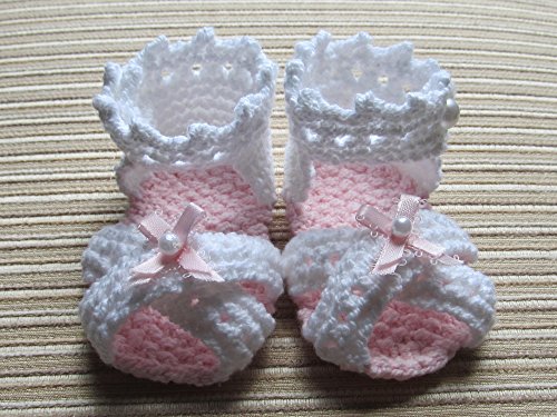 Knitting Pattern Baby Girl Sandals with Ribbon Bows 0-3, 3-6, 6-9 Months