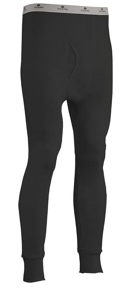 Book Cover Indera Men's Expedition Weight Cotton Raschel Knit Thermal Underwear Pant Small Black
