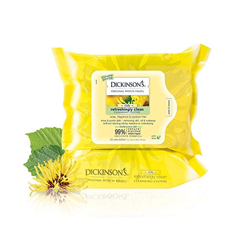Dickinson's Original Refreshingly Clean Daily Cleansing Cloths, Witch Hazel and Aloe, 25 Count