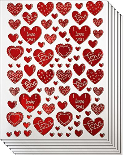 Book Cover Jazzstick 430 Valentine's day Red & Pink Heart Stickers 10 sheets (VST01A19)
