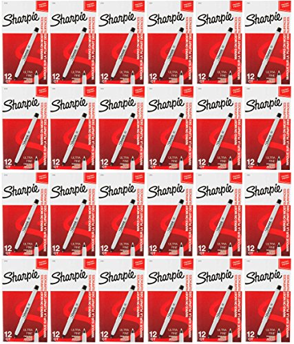 Sharpie 37001 Permanent Markers, Ultra Fine Point, Black Color, 24 Sets of 12 Markers, 288 Markers Total