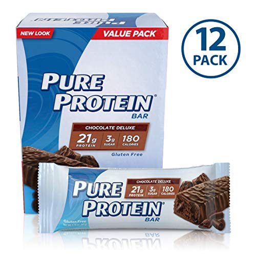 Pure Protein Bars, High Protein, Nutritious Snacks to Support Energy, Low Sugar, Gluten Free, Chocolate Deluxe, 1.76oz, 12 Pack