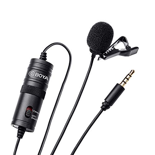 BOYA BY-M1 3.5mm Electret Condenser Microphone Come with 1/4" adapter for Smartphones, DSLR, Camcorders, Audio recorders, PC etc