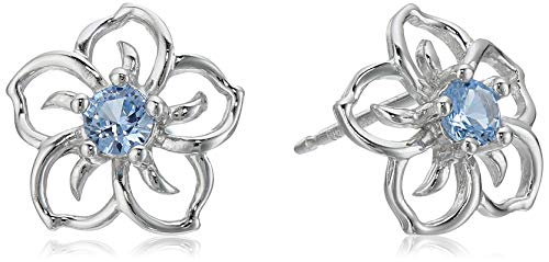 Amazon Collection Sterling Silver Sky Flower Stud Earrings