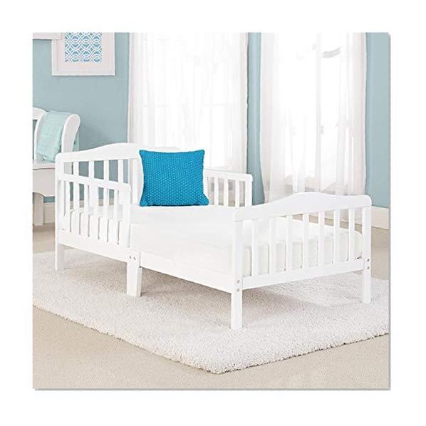 Book Cover Big Oshi Contemporary Design Toddler & Kids Bed - Sturdy Wooden Frame for Extra Safety - Modern Slat Design - Great for Boys and Girls - Full Bed Frame With Headboard, in White