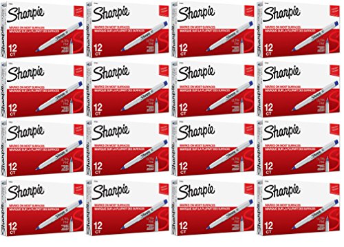 Sharpie 37003 Ultra-Fine Permanent Marker, Marks on Paper and Plastic, Resist Fading and Water, AP Certified, Each Box Includes 12 Markers, Pack of 12 Boxes
