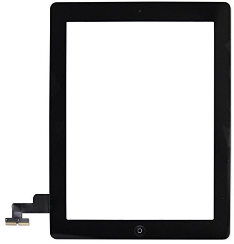 Prokit for New Black iPad 2 Digitizer Touch Screen Front Glass Assembly - Includes Home Button + Camera Holder + PreInstalled Adhesive with SlyPry tools kit