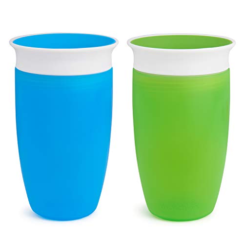 Book Cover Munchkin Miracle 360 Sippy Cup, Green/Blue, 10 Ounce, 2 Count