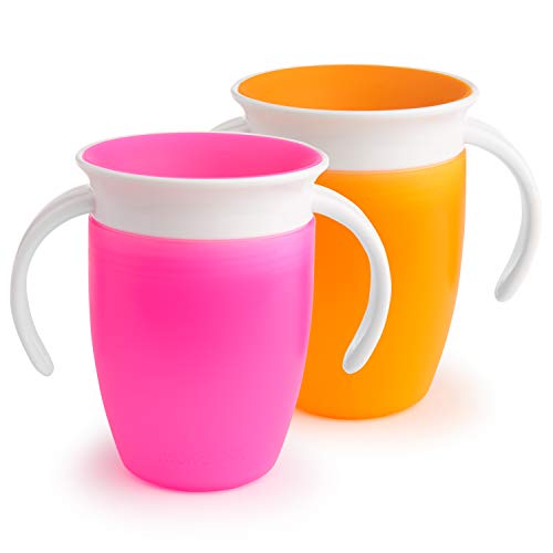 Book Cover Munchkin Miracle 360 Trainer Cup, Pink/Orange, 7 Ounce, 2 Count
