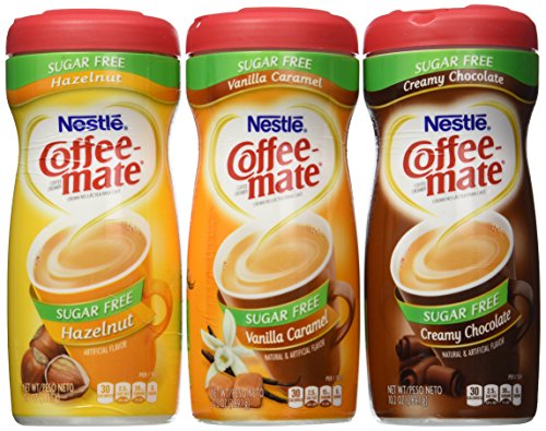 Coffee-mate Sugar-Free 3 Flavor Bundle - Vanilla Caramel, Creamy Chocolate, and Hazelnut (10.2 ounce)