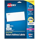 Avery Printable Return Address Labels with Sure Feed Technology, 2/3" x 1-3/4", White, Laser & Inkjet Compatible, 600 Blank Labels Total, Great for Mailing, Branding, and More (18294)