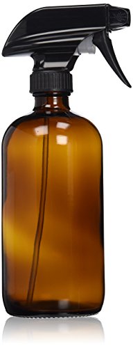Sally's Organics Empty Amber Glass Spray Bottle - Large 16 Oz Refillable Container Is Great For Essential Oils, Cleaning Products, Homemade Cleaners, Aromatherapy, Organic Beauty Treatments Or Cooking In The Kitchen - Durable Black Trigger Spra
