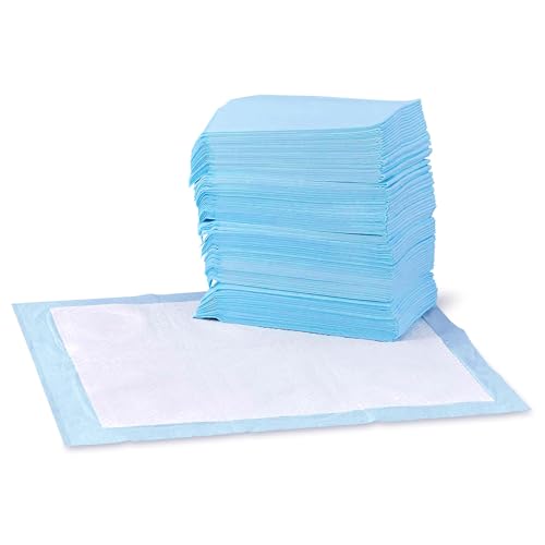 Book Cover Amazon Basics Dog and Puppy Pads, Leak-proof 5-Layer Pee Pads with Quick-dry Surface for Potty Training, Regular (22 x 22 Inches) - Pack of 100
