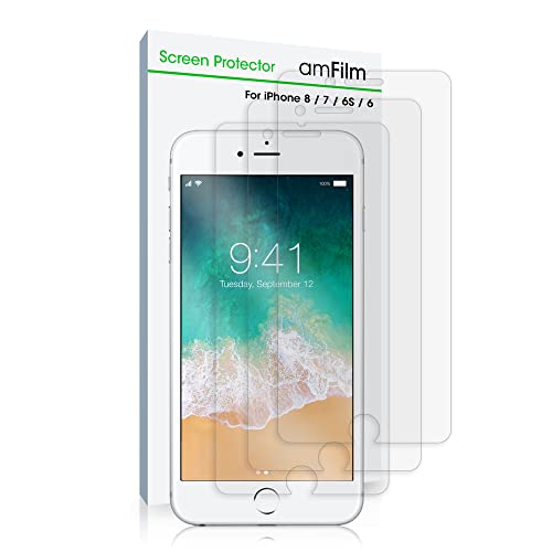 amFilm Screen Protector for iPhone SE (2020), 8, 7, 6S, 6 (3 Pack) Anti-Glare, Matte, Flex Film, Case Friendly