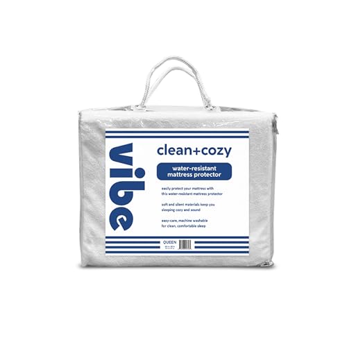 VIBE Premium Fitted Washable Terry Cloth Waterproof Mattress Pad, Polyester, White, king