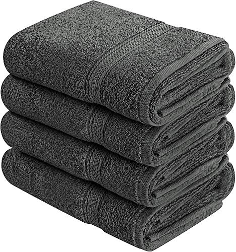 Book Cover Utopia Towels Premium Grey Hand Towels - 100% Combed Ring Spun Cotton, Ultra Soft and Highly Absorbent, 600 GSM Extra Large Hand Towels 16 x 28 inches, Hotel & Spa Quality Hand Towels (4-Pack)