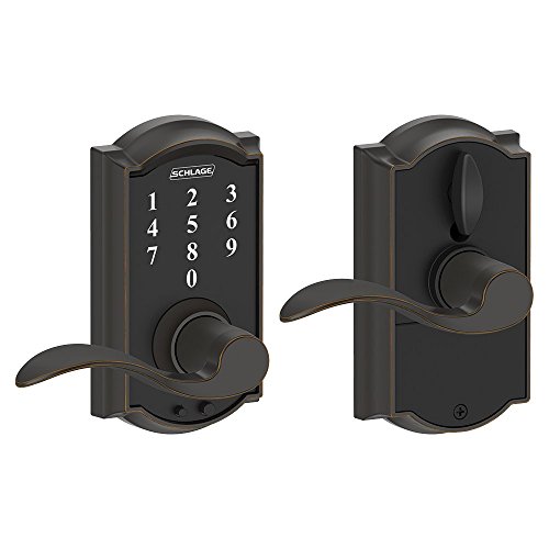 Schlage Touch Camelot Lock with Accent Lever (Aged Bronze) FE695 CAM 716 ACC