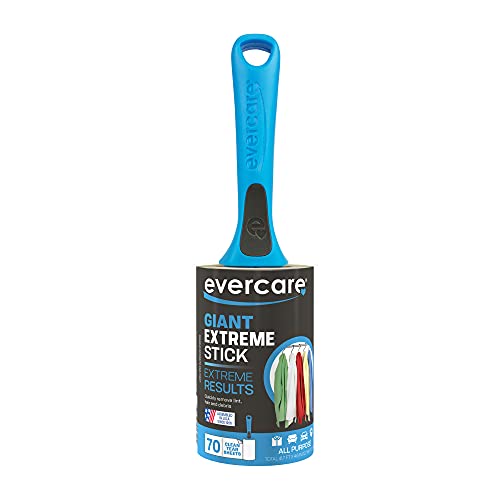 Evercare Extreme Giant Stick Lint Roller with Straight Handle Manual Lint Stick, 70 Sheets, Blue