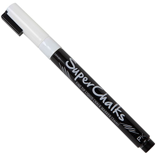 SuperChalks White Liquid Chalk Marker Pen - 3mm Fine Tip - ONLY Suitable for Non Porous Surfaces