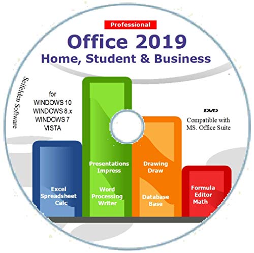 Book Cover Office Suite 2019 Home Student and Business for Windows 10 8.1 8 7 Vista 32 64bit| Alternative to Office 2016 2013 2010 365 Compatible with Word Excel PowerPoint