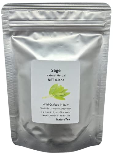 Book Cover Sage - Salvia officinalis Dried Loose Leaf C/S by Nature Tea (4 oz)