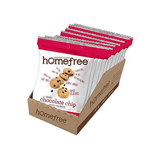 Book Cover Homefree Treats You Can Trust Gluten Free Mini Cookies, Single Serve, Chocolate Chip, 1.1 Ounce (Pack of 10)