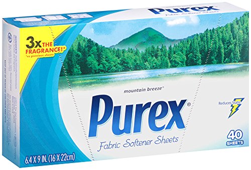 Book Cover Purex Fabric Softener Dryer Sheets, Mountain Breeze, 40 Count