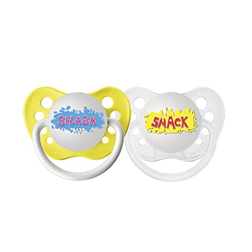 Book Cover Ulubulu Expression Pacifier Set for Boys, Pow and Boom, 0-6 Months
