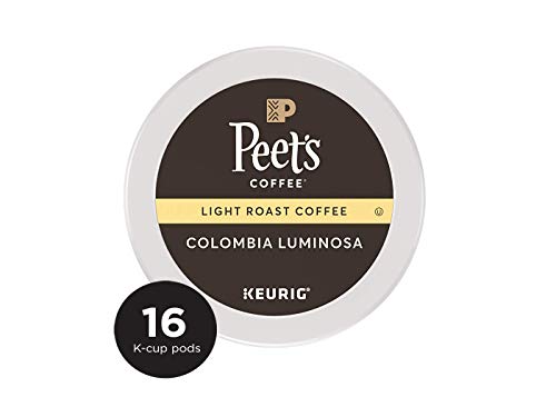 Book Cover Peet's Coffee Colombia Luminosa K Cup Pack, Light Roast, Mild, Bright, Smooth Light Roast Blend of Columbia & Ethiopian Coffees, with A Delicate, Hint of Sweetness, 16 ct