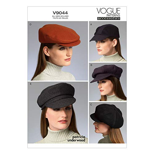 Book Cover Vogue Patterns V9044 Hats in Five Styles by Patricia Underwood, Size XS-L