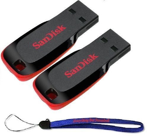 Book Cover SanDisk Cruzer Two Pack 8GB (8GB x 2 = 16G) Cruzer Blade USB 2.0 Flash Drive Jump Drive Pen Drive SDCZ50 - Two Pack & (1) Everything But Stromboli (TM) Lanyard