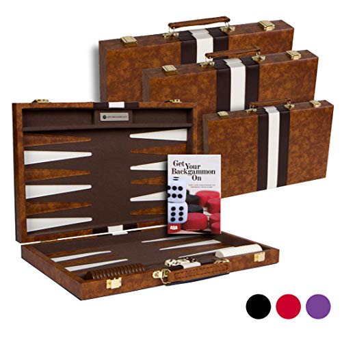 Book Cover Get The Games Out Top Backgammon Set - Classic Board Game Case - Best Strategy & Tip Guide - Available in Small, Medium and Large Sizes (Brown, Medium)