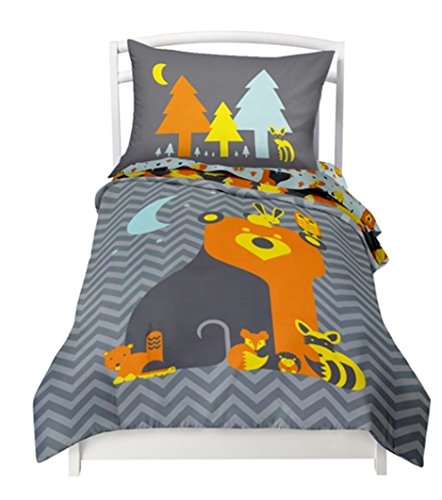 Book Cover Twin Reversible Woodland Creatures Duvet Cover Set with 1 Reversible Pillowcase for Kids Bedding -Double Brushed Ultra Microfiber Luxury Bed Sheet Set By Where The Polka Dots Roam (68