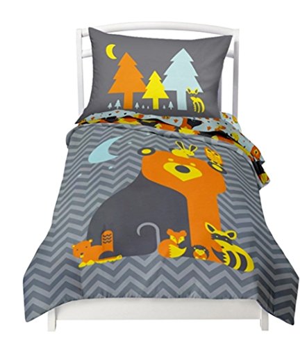 Where The Polka Dots Roam Twin Reversible Woodland Creatures Duvet Cover Set with 1 Reversible Pillowcase for Kids Bedding -Double Brushed Ultra Microfiber Luxury Bed Sheet Set (66" L X 86" W)