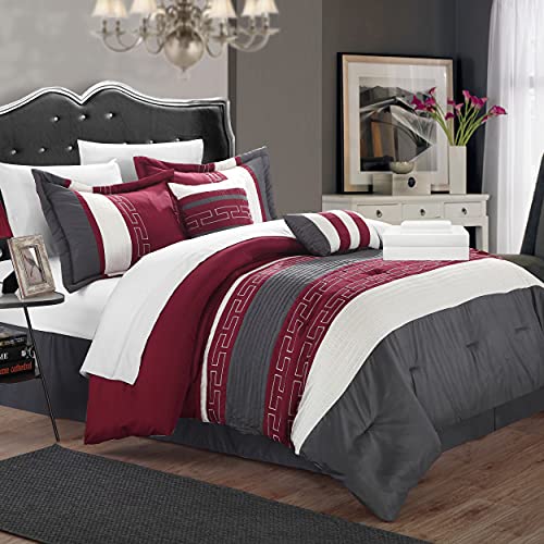 Book Cover Chic Home Carlton 6-Piece Comforter Set, Queen Size, Burgundy