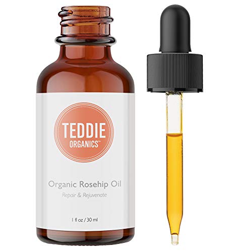 Book Cover Teddie Organics Rosehip Seed Oil for Face, Hair and Skin 1oz, Pure Rose Hip Oil (Works as a Carrier and Facial Oil)