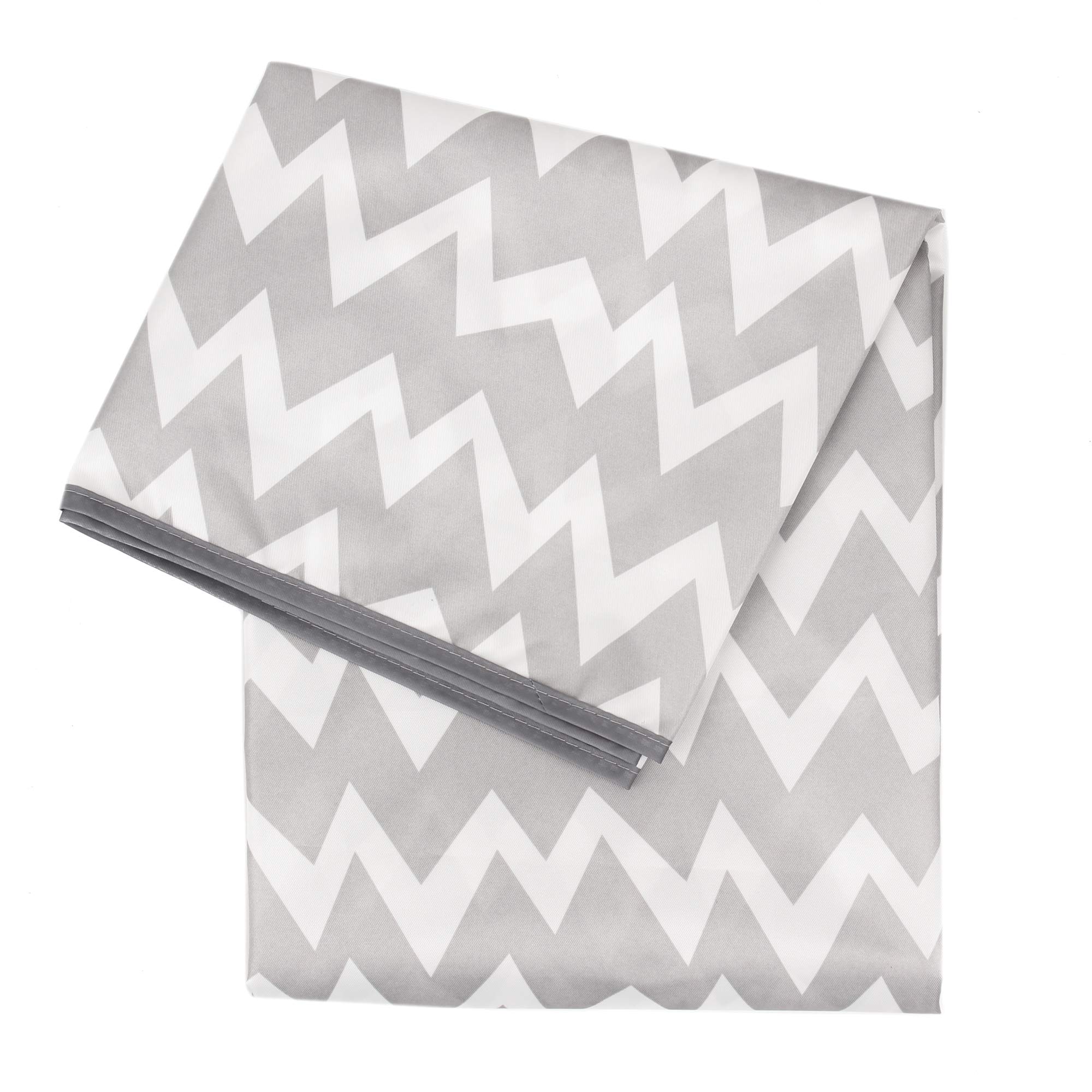Book Cover Bumkins Baby Splat Mat for Under High Chair, Waterproof Washable Cloth for Arts and Crafts, Playtime Mats for Kids, Floors or Tables, Reusable Fabric 42x42 Square Gray Chevron