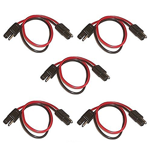 PACK 0F 5 - Workman TP-2 CB Radio Polarized Quick Disconnect 2 pin 12" 16 Gauge