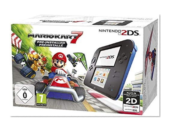 Console Nintendo 2DS - noire et bleue + Mario Kart 7