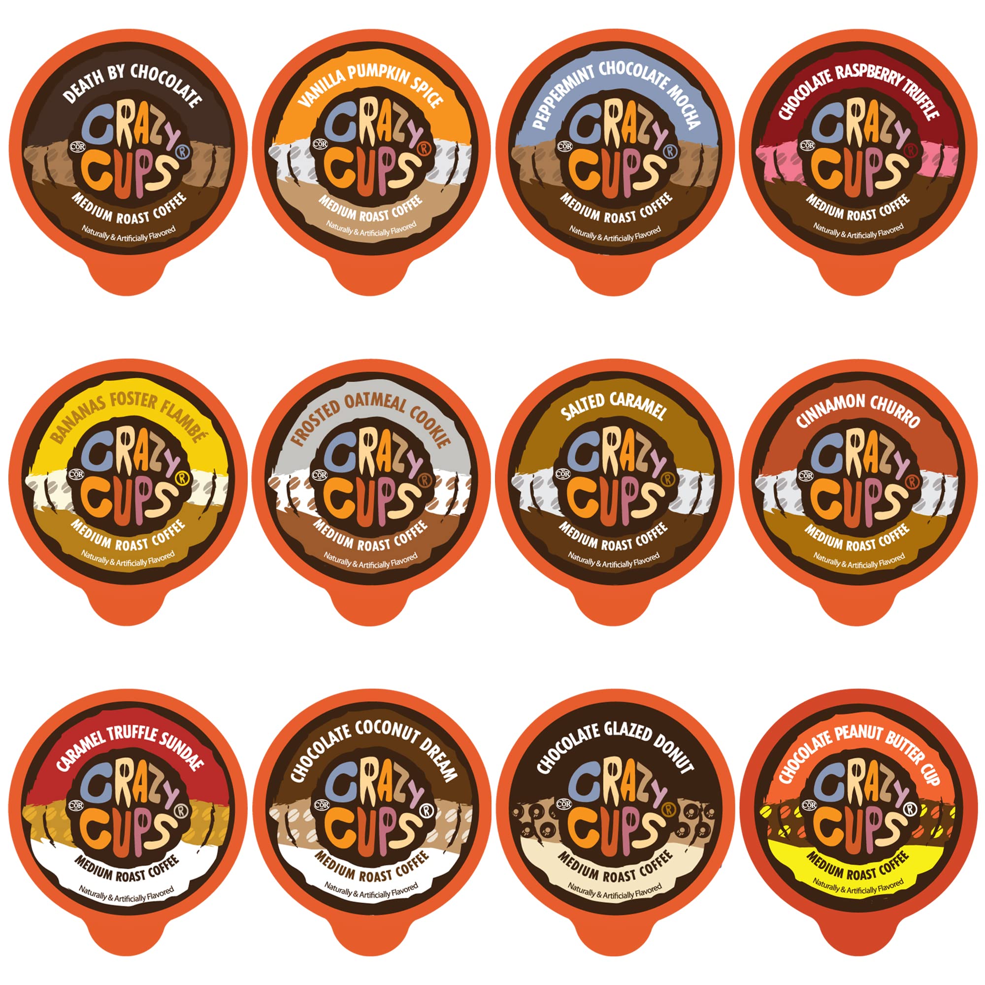 Book Cover Crazy Cups Flavored Coffee Pods Variety Pack - Coffee Flavors and Chocolate Coffee Flavors for The Keurig k Cups Machine, Recyclable Single Serve Cups, 48 Count Crazy Cups Flavored Coffee Variety Pack 48 Count (Pack of 1)