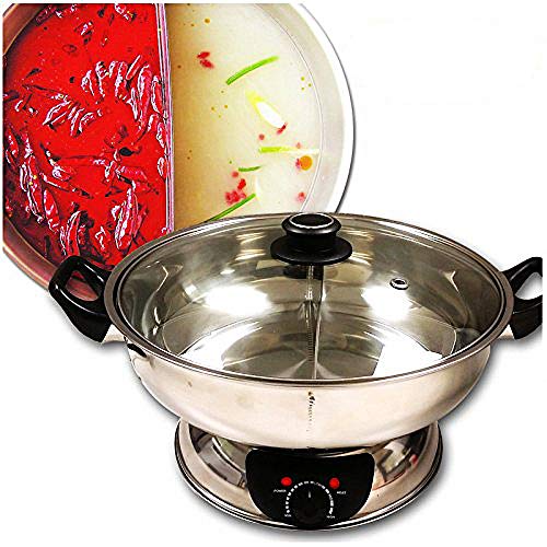 Book Cover Sonya Shabu Shabu Hot Pot Electric Mongolian Hot Pot W/DIVIDER UL Approved for safety