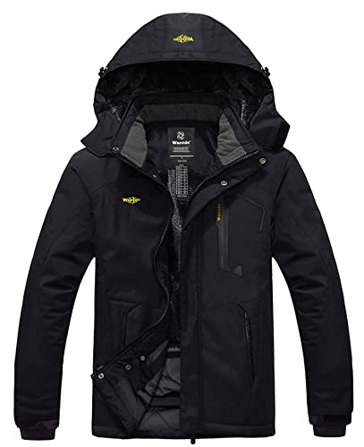 Book Cover Wantdo Men's Mountain Waterproof Ski Jacket Windproof Rain Jacket Winter Warm Hooded Coat