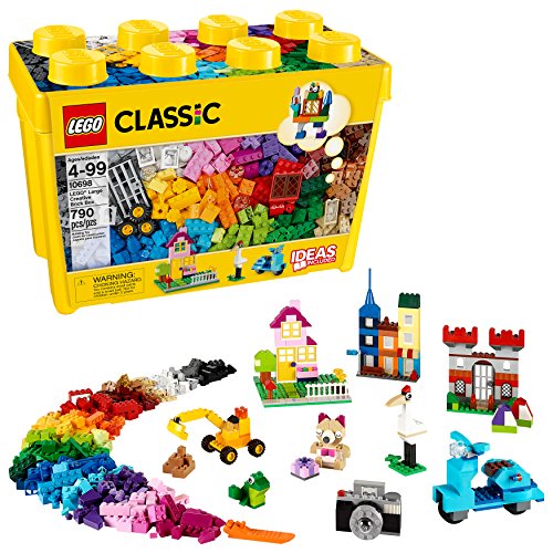 Book Cover LEGO Classic Large Creative Brick Box 10698 Build Your Own Creative Toys, Kids Building Kit (790 Pieces), Multicolor