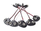 AspenTek 9v Battery Clip Snap Accessories with 2.1 X 5.5mm Male Dc Plug for Arduino(5 Pack)