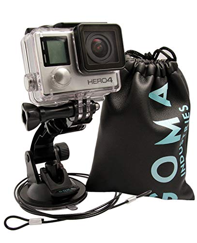 Suction Cup Gopro Car Mount for Hero7 Hero6 Hero5 Hero4 All Action Cameras and camcorders AKASO EK7000 OSMO Action SJcam SJ4000, SJ5000, xiaomi Yi Bundled with Safety Tether and Protective Bag