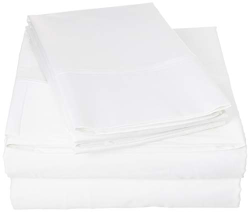 Book Cover SGI bedding 600 Thread Count Super Soft Cotton King Size Bed Sheets White Solid