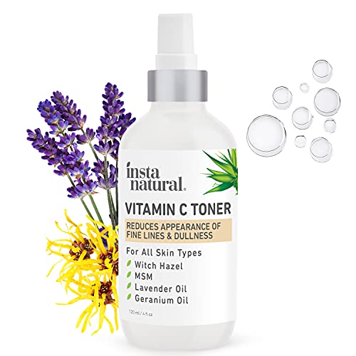 Book Cover InstaNatural Vitamin C Facial Toner - Anti Aging Face Spray with Witch Hazel - Pore Minimizer & Calming Skin Treatment for Sensitive, Dry & Combination Types - Prep for Serums & Moisturizers - 4 oz