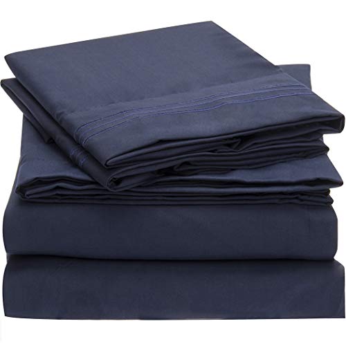 Book Cover Mellanni Bed Sheet Set - Brushed Microfiber 1800 Bedding - Wrinkle, Fade, Stain Resistant - Hypoallergenic - 4 Piece (Queen, Royal Blue)